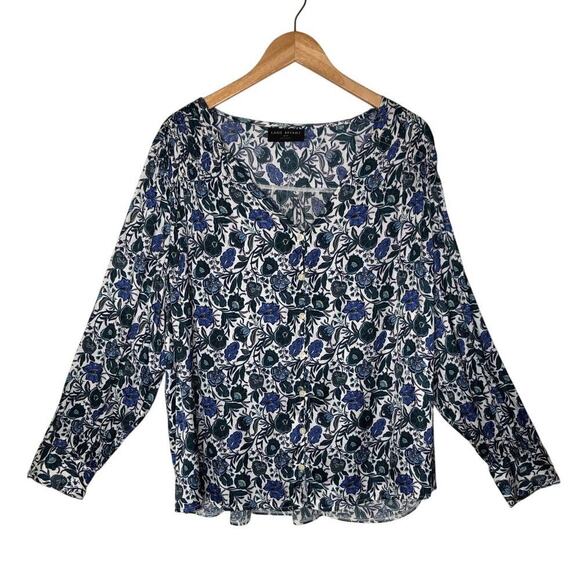 Lane Bryant Ruched Button Blouse Floral Satin Soft Knit Office Sz: 18/20 Green - Picture 1 of 14